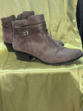 Women's Clark Taupe Ankle Boots with Buckle Strap